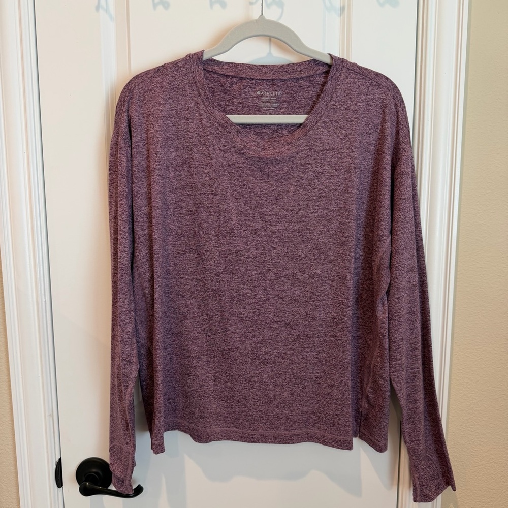 Athleta Uptempo II Long Sleeve Top Pinot Plum Heather Large